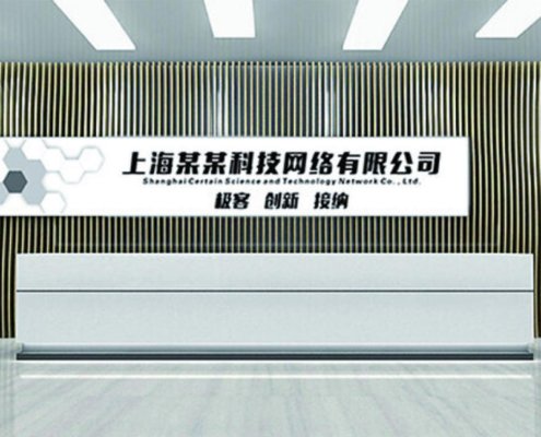 青岛公司前台logo背景墙